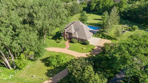 Circle drive on Private Road with 3 car garage