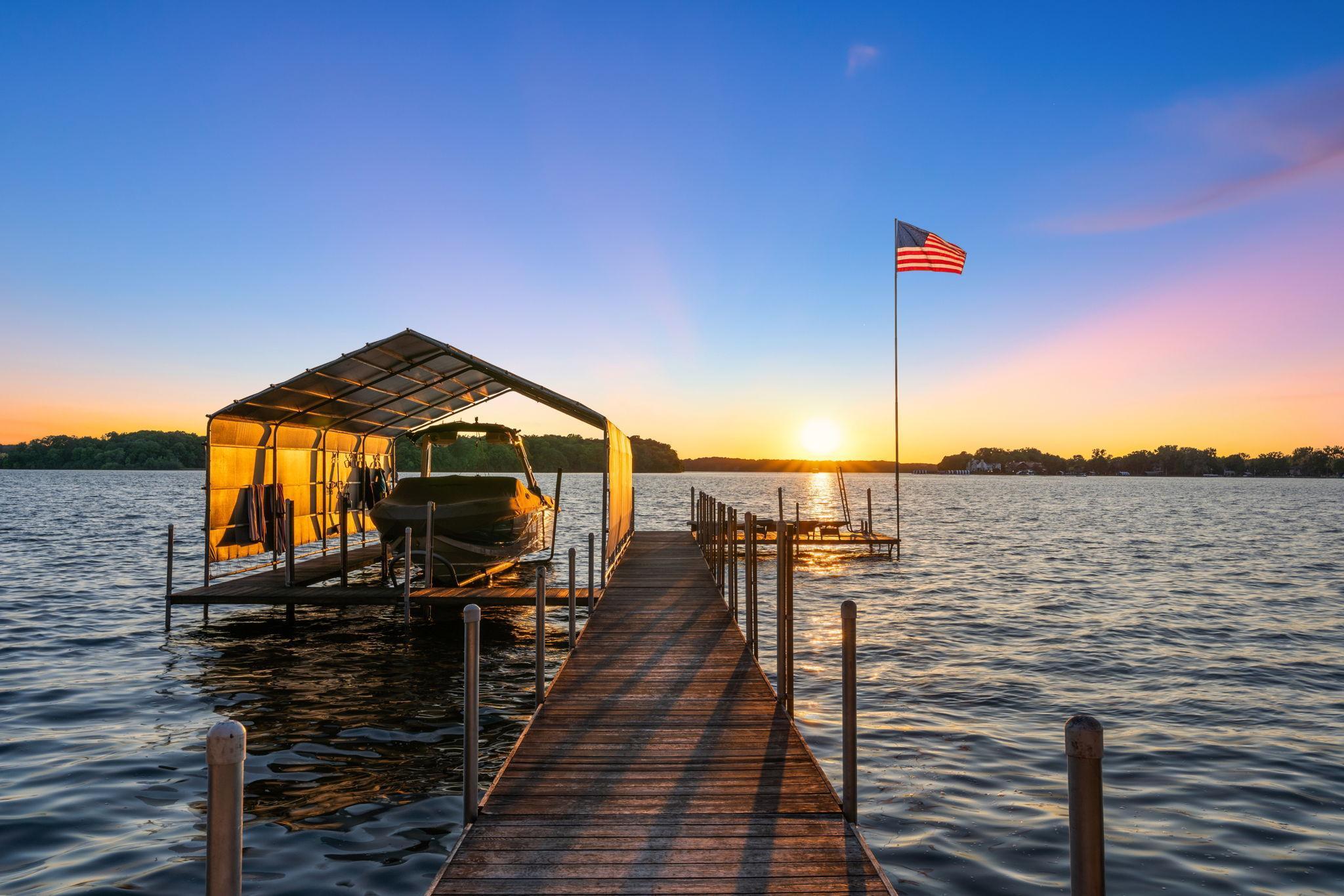 Private dock with covered boat slip!