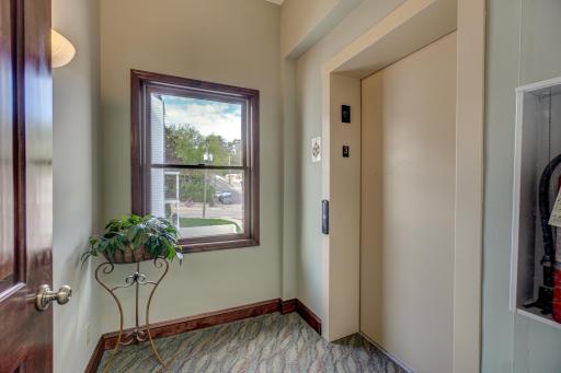 Elevator services all floors and is equipt with a telephone. Elevator is inspected every year.