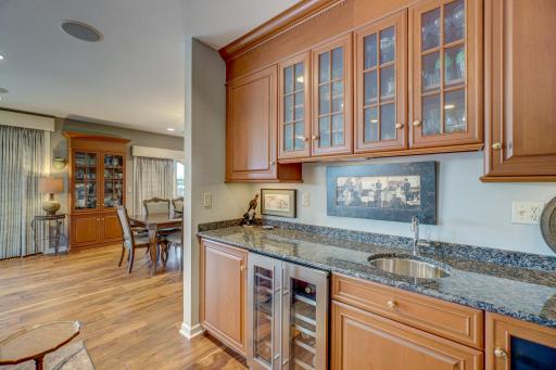 We Bar has Granite countertop and beverage refrigerator