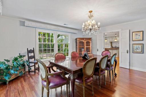 The Brazilian cherry hardwood floors flow into the dining room as well.