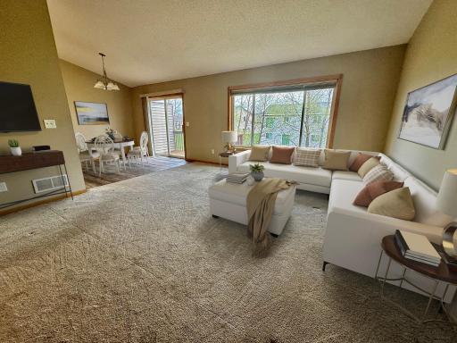 Spacious Living Room and dining with deck