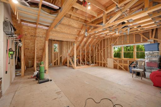 There are two access points to this fantastic space. A stairwell from the garage leads to this space but could add access from the upper level third bedroom.