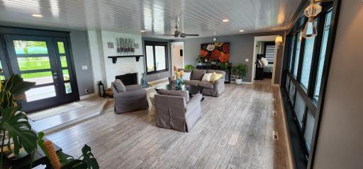 Tastefully Done Shiplap Ceiling in Living Room
