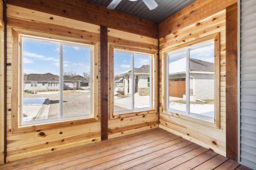 Enclosed porch provides additional gathering space
