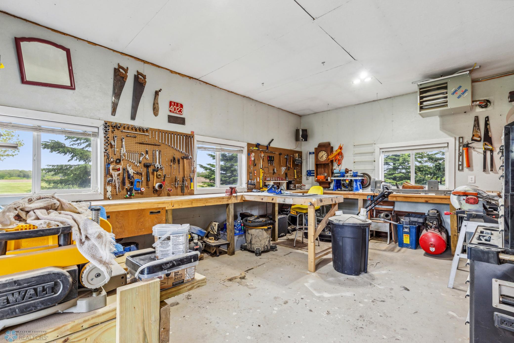 Workshop interior - insulated and heated.