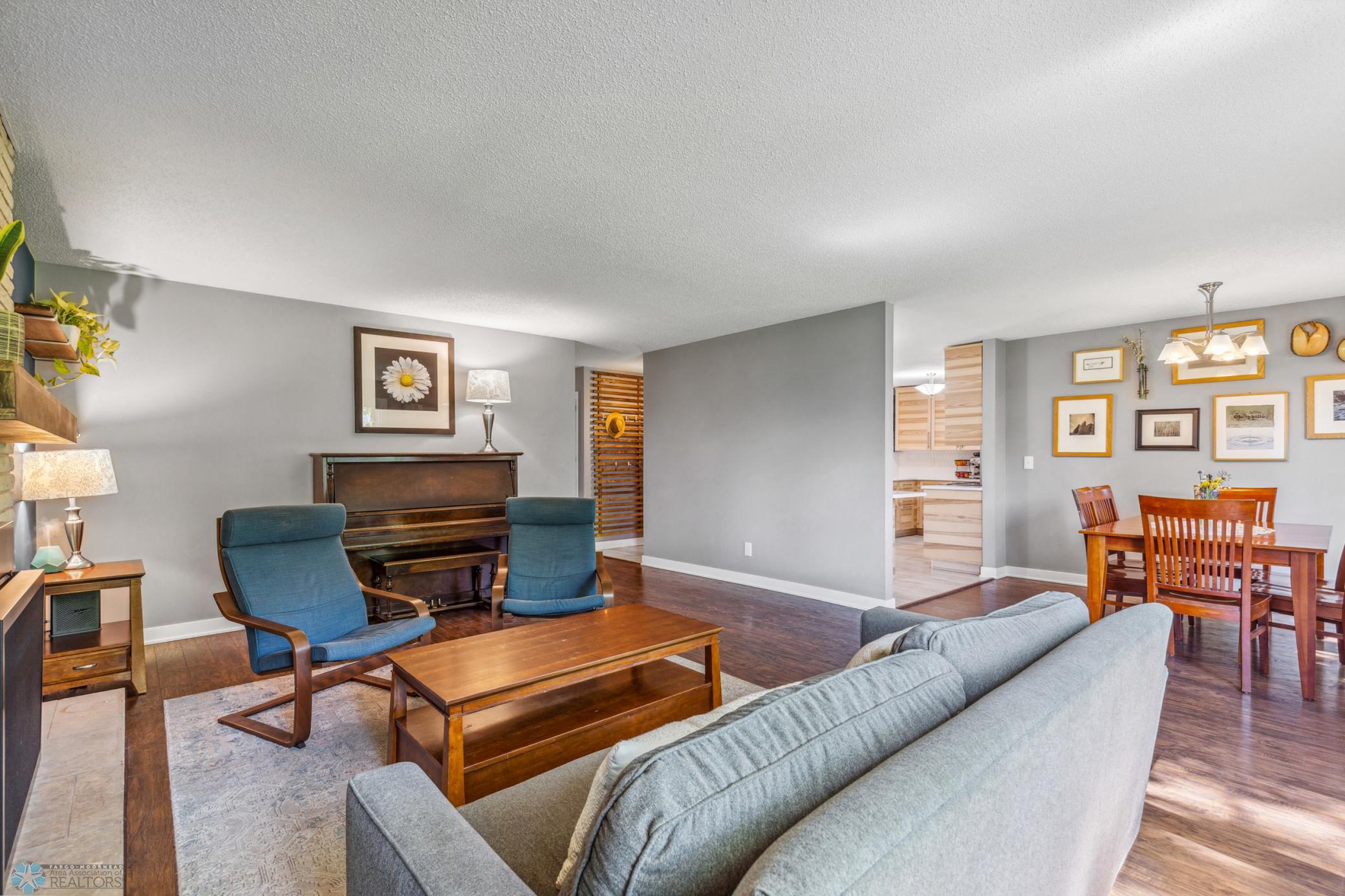 Living Room, Dining Room, Kitchen, hall to bedrooms