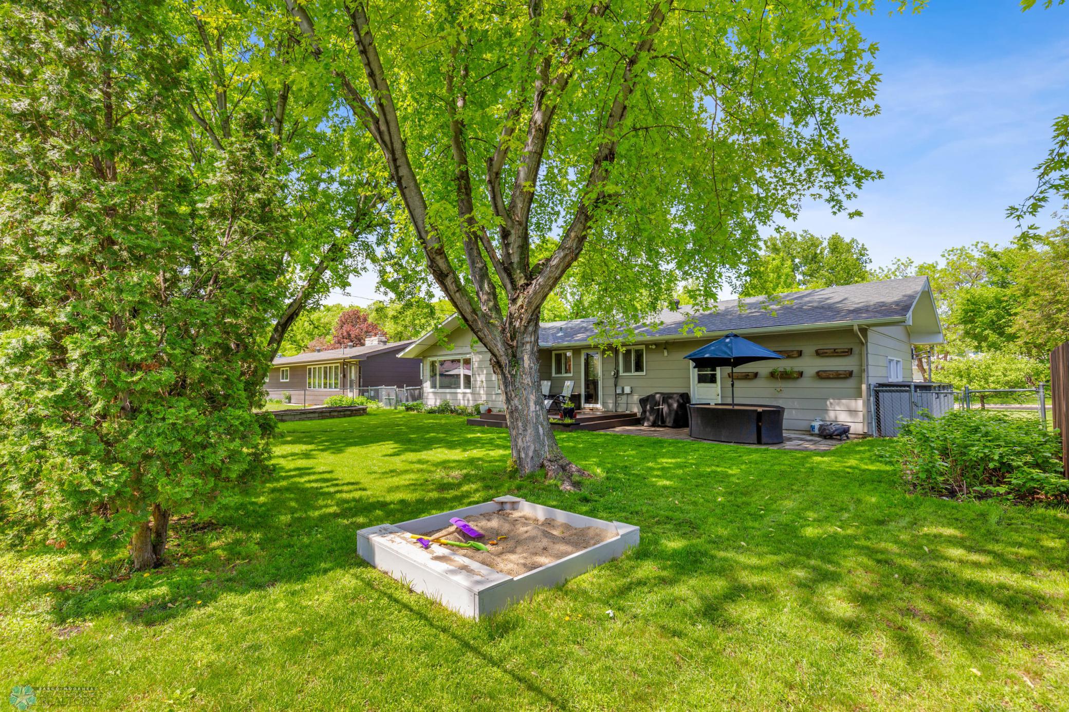 Beautiful backyard with mature trees