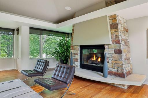 Stone fireplace located in the great room