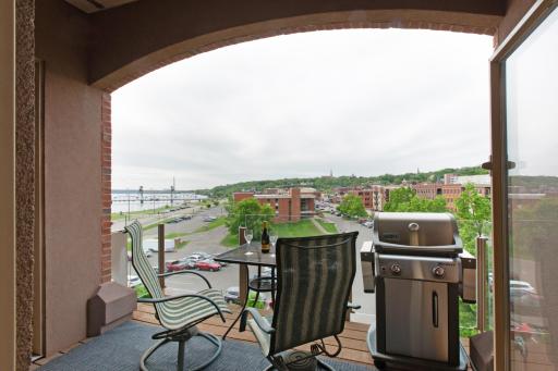 See 180 degrees from the river and all of downtown. Bonus feature you can have a gas grill!