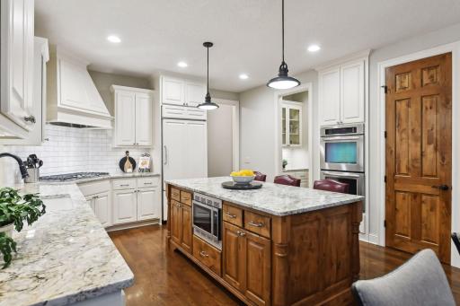 Large walk-in pantry and double wall ovens