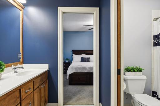 Double vanity and separate toilet and bath