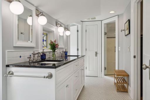 Another view of the stylish details and beautiful tile work in the primary bathroom.