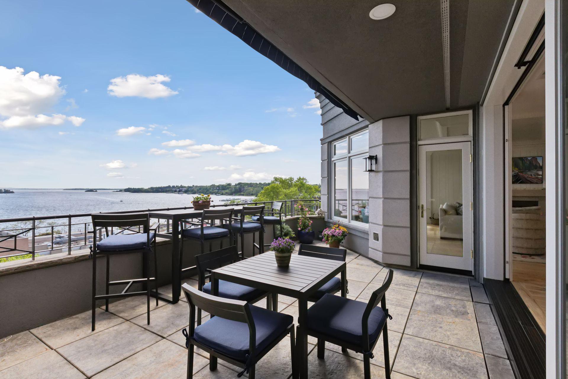 The large patio is private and can easily accommodate a large table or chaise lounge chairs. a