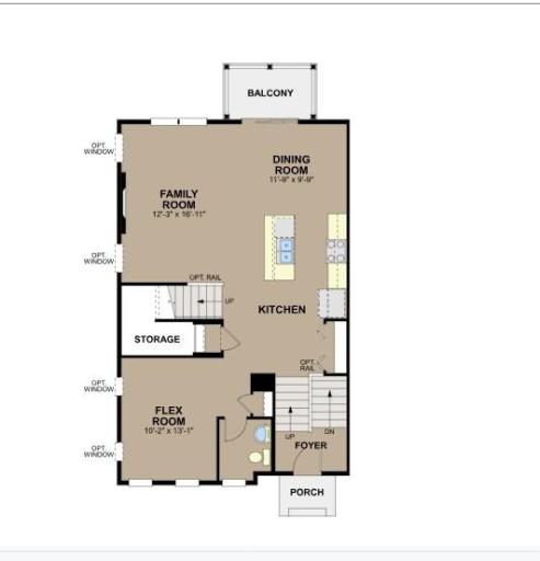 Main floor features open concept plus sought after flex space- great for home office!
