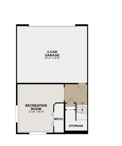 Huge Rec Room off garage plus understair storage!