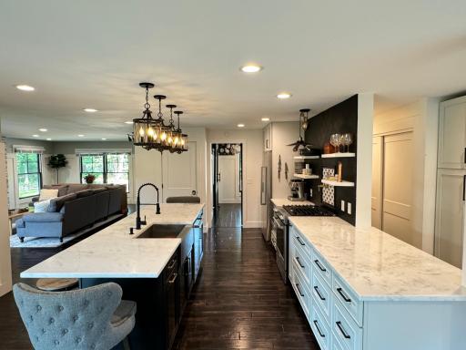Two-tone cabinets and large center island