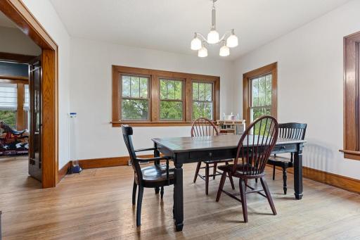 Yes - the dining room floor is red oak, and has been refinished!