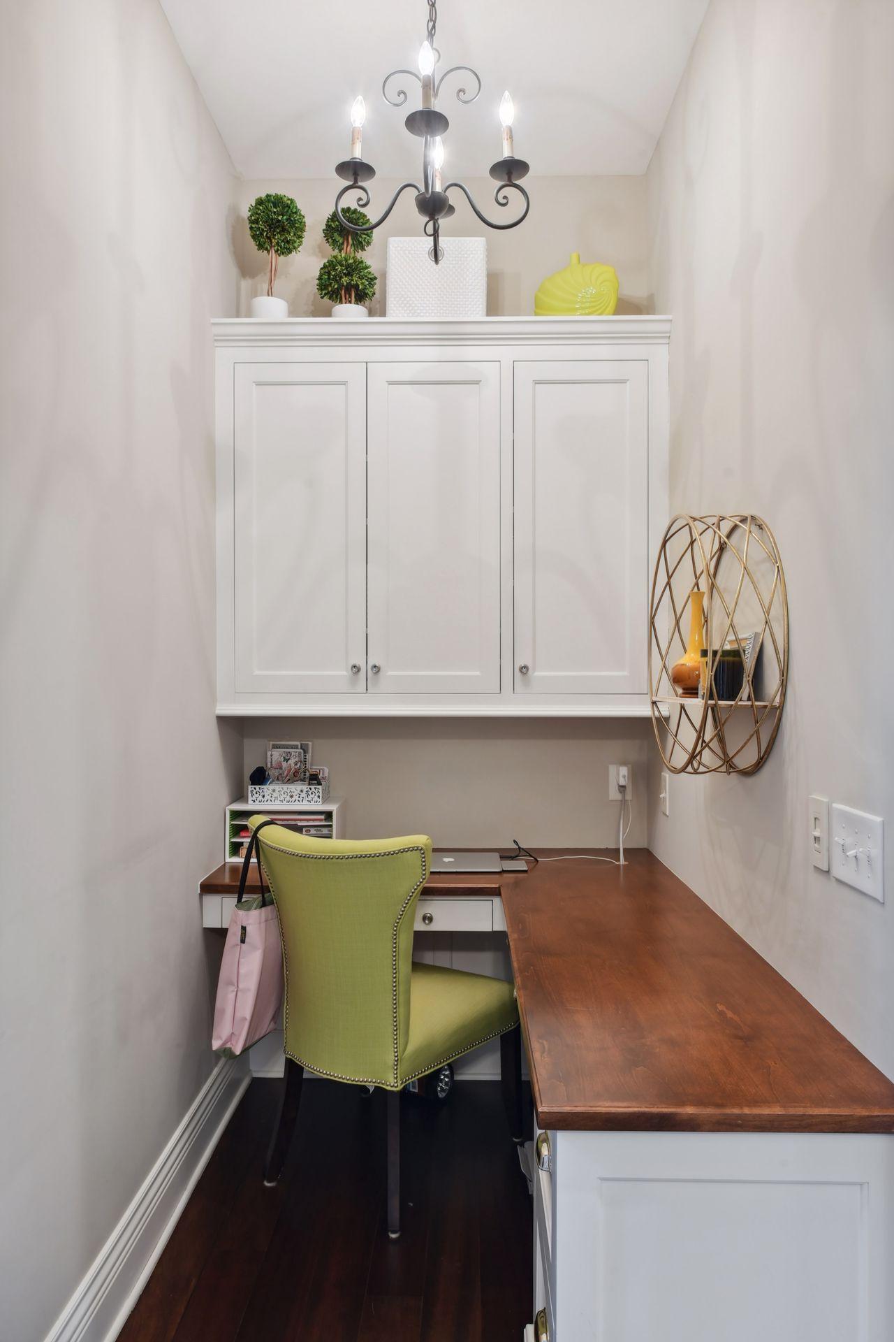 Secretary desk in back of kitchen area