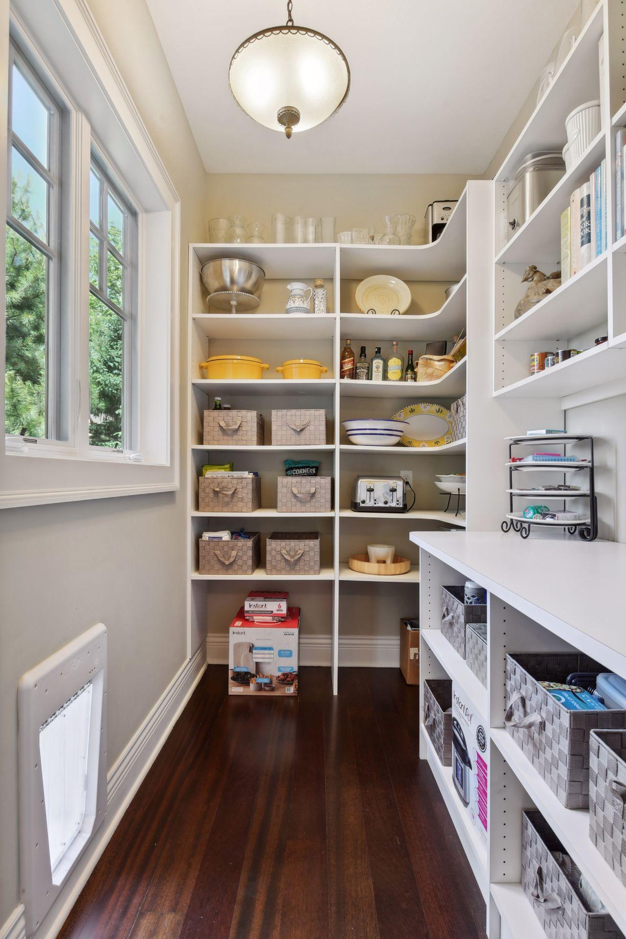 Walk-in pantry with electronic doggy door
