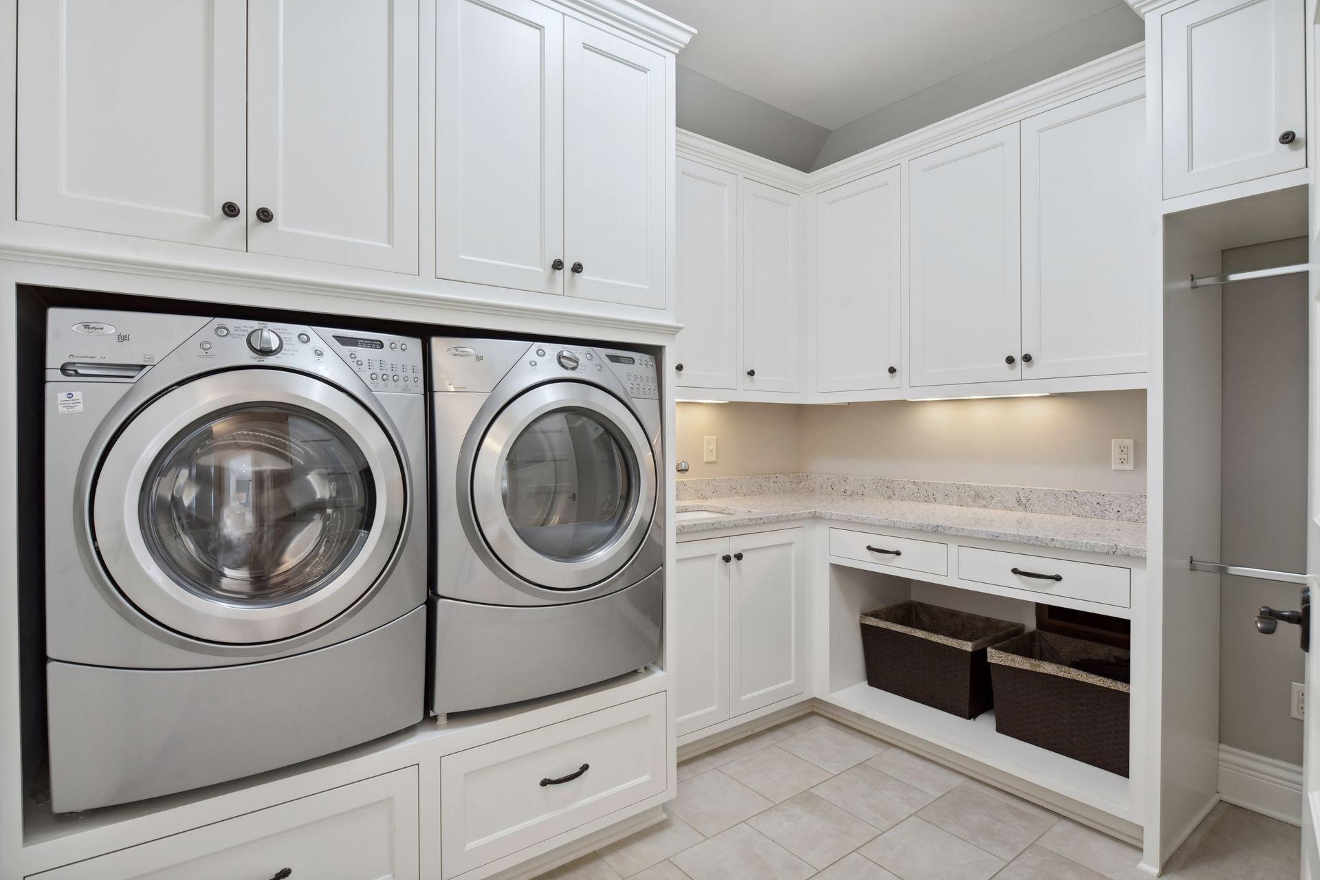 Upper level laundry for convenience