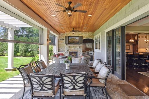 Large 50' wide outdoor room with pocket sliders brings the outside in
