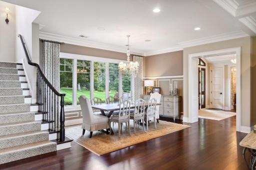 Dining room with French chandelier