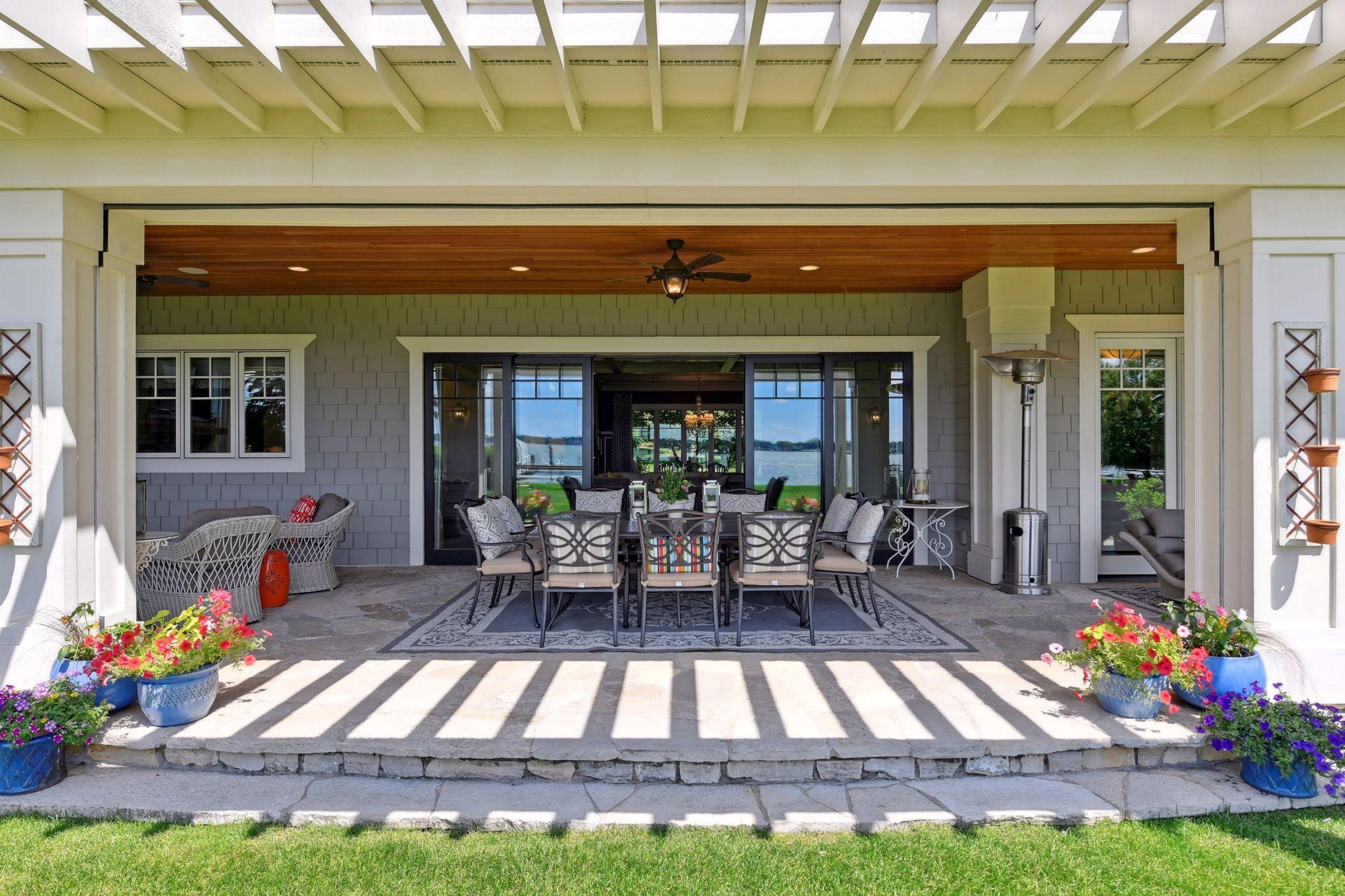 Limestone flooring in outdoor room