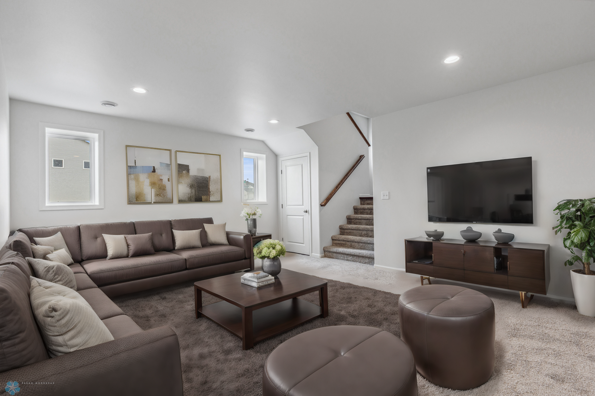 Virtually Staged Lower Level Family Room