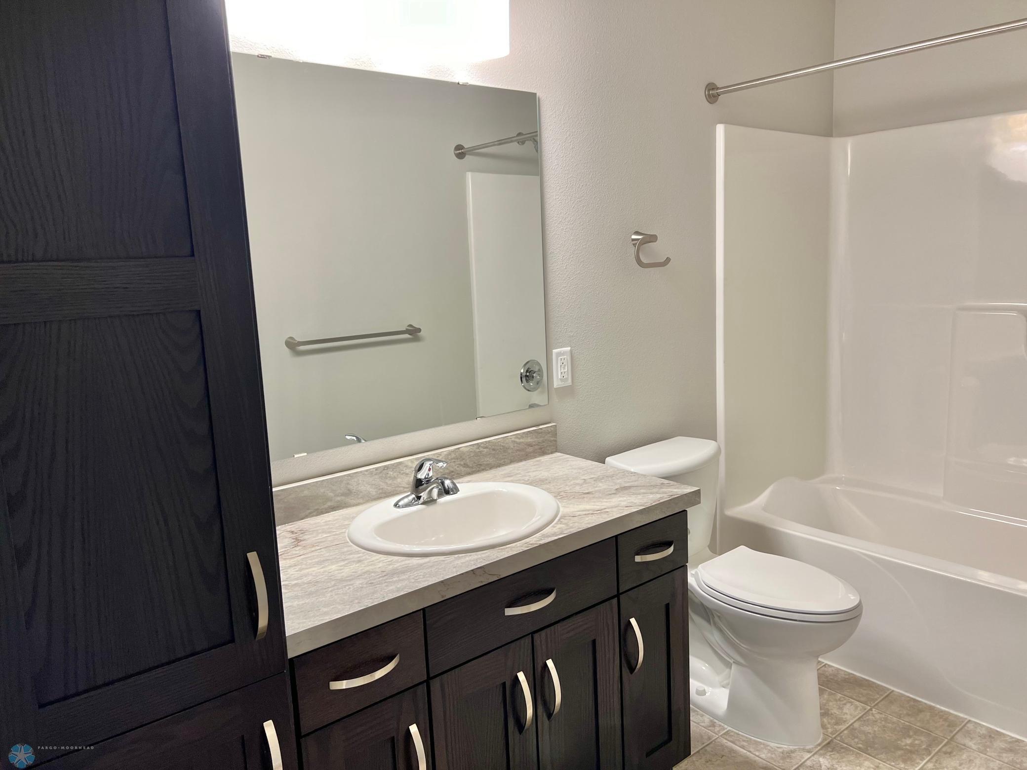Full guest bath with storage