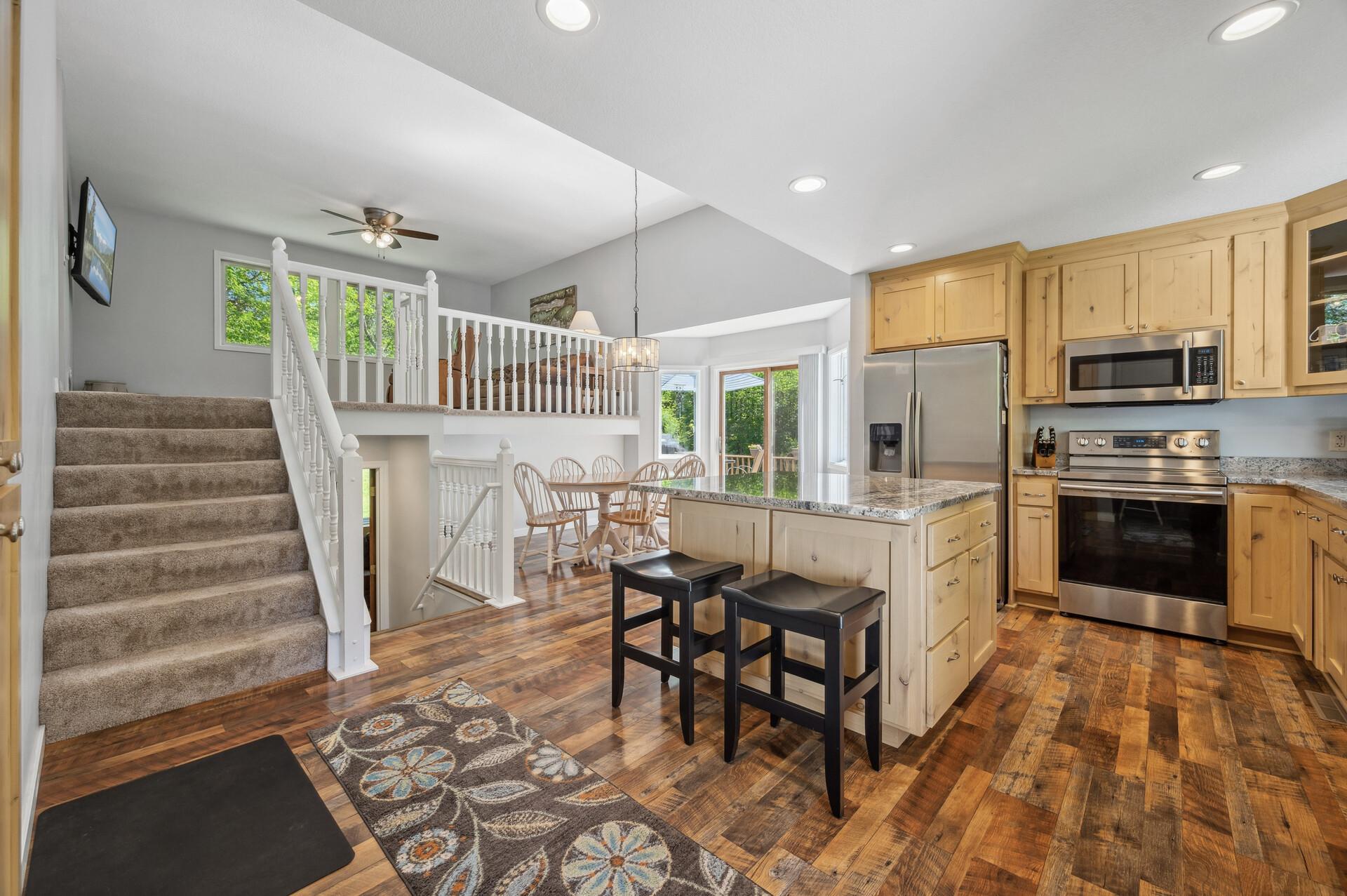 Open floor plan with beautiful flooring