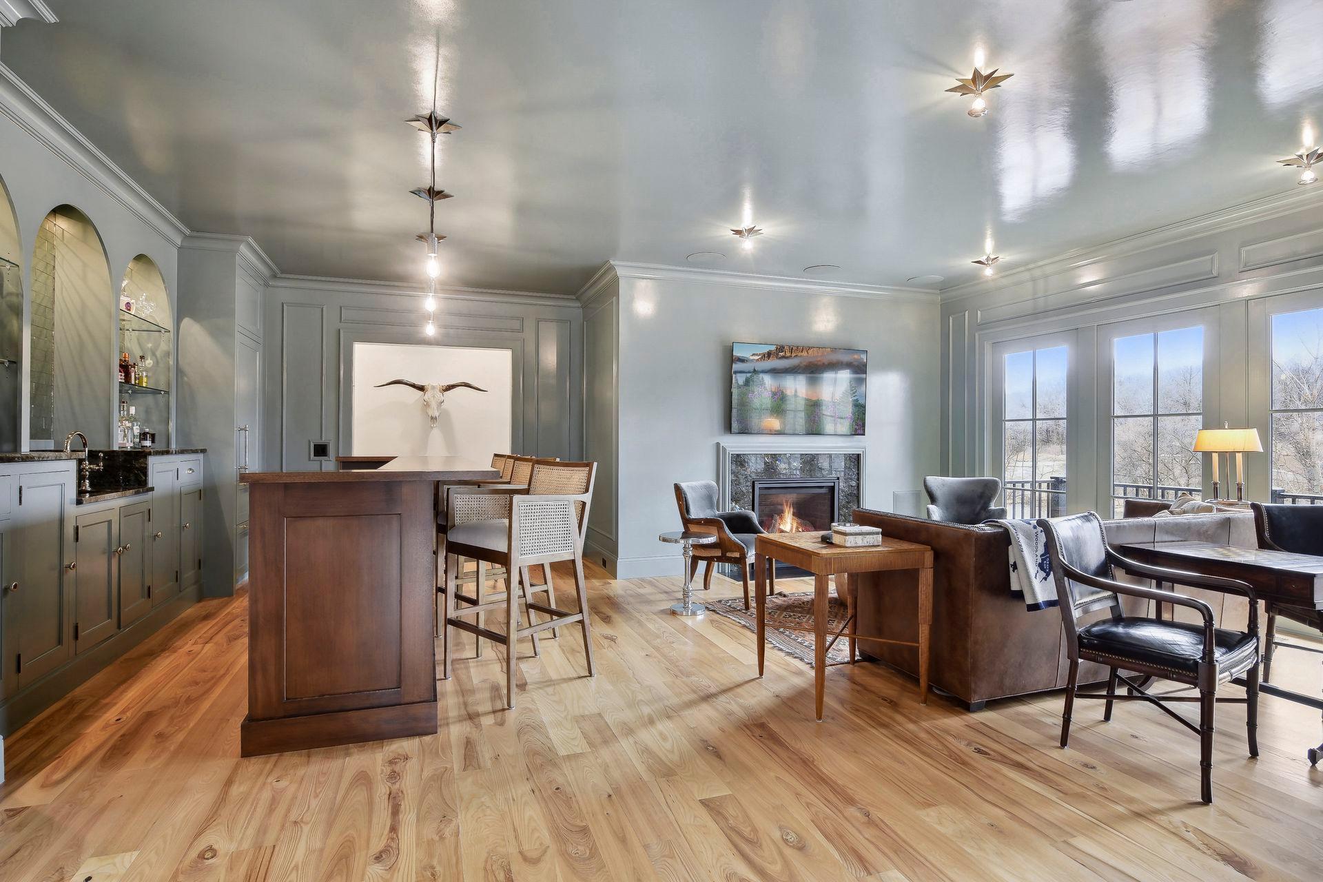 great entertaining space on upper level with great views