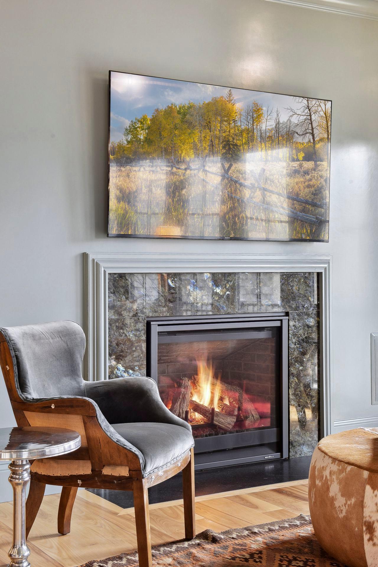 beautiful stone fireplace