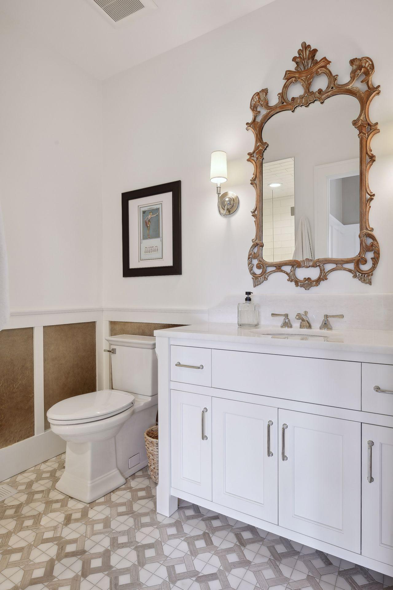 upper en suite 3/4 bath with hide panels