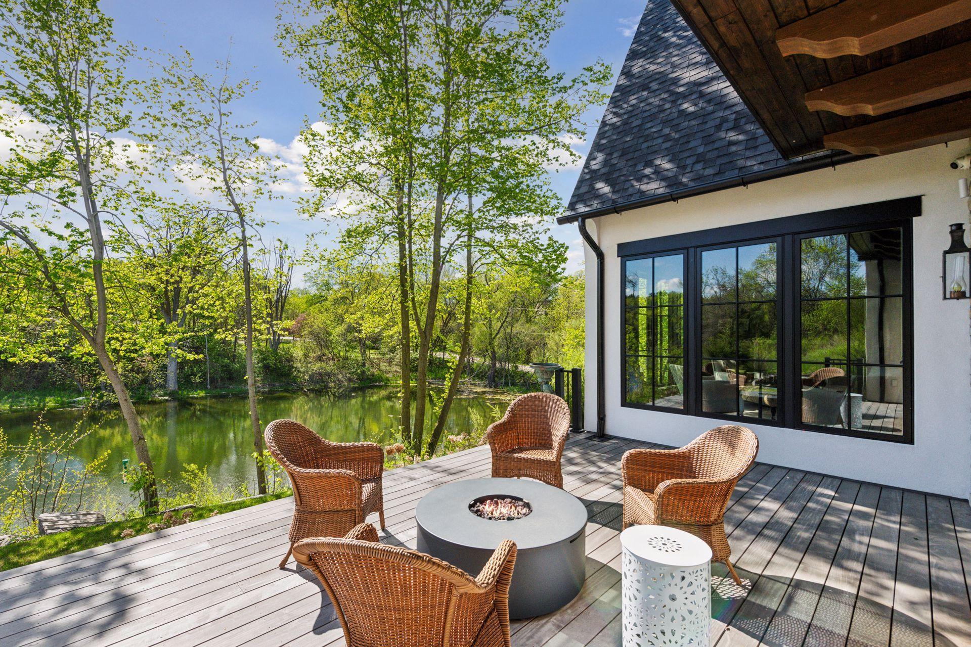 large lakeside patio