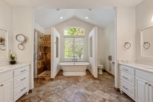 Primary Bathroom with separate tub and walk-in shower