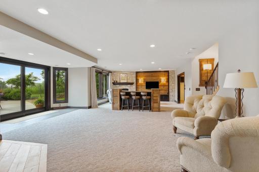 Finished Lower Level Walk-Out to Pool Area