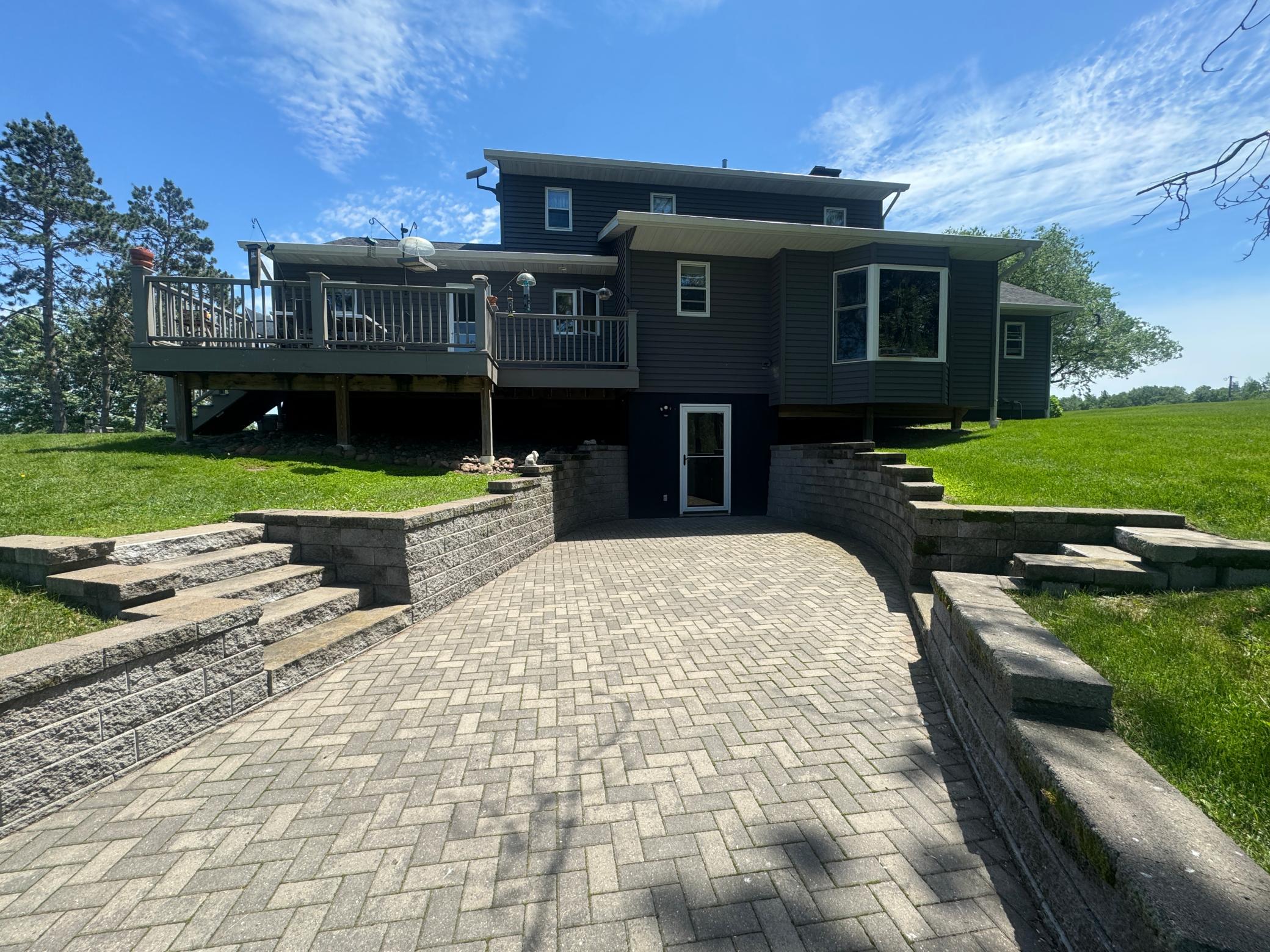 Large Patio with Landscape Pavers and Steps
