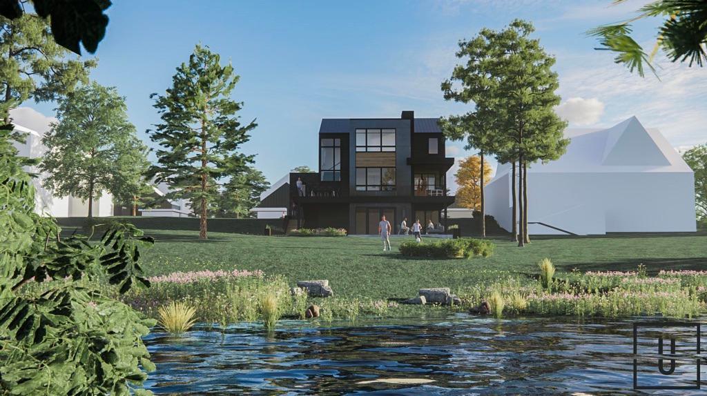 Option 3 Rear Rendering with Gable Roof from Creek