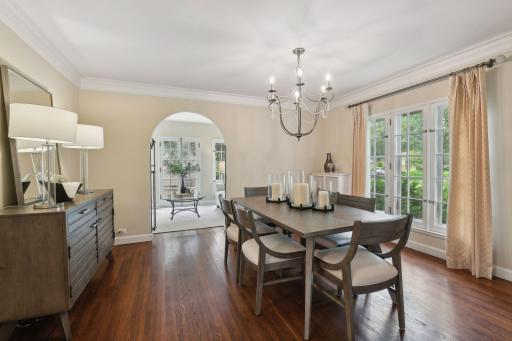 The dedicated dining room; adjacent to the main level sun room.