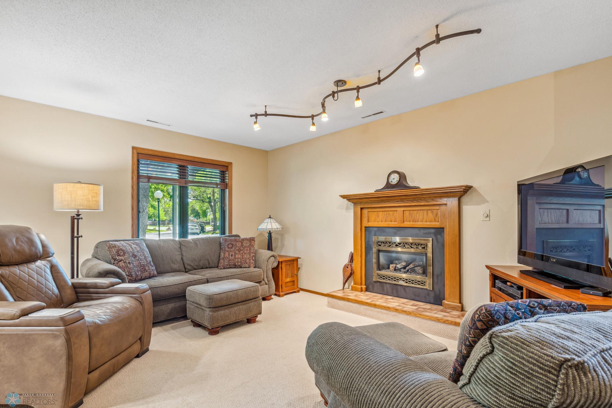Gas fireplace in basement living room