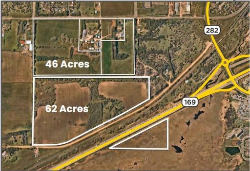 108+ Acres Guided Commercial / Light Industrial located near the proposed new Interchange at Hwy 169 & 282.