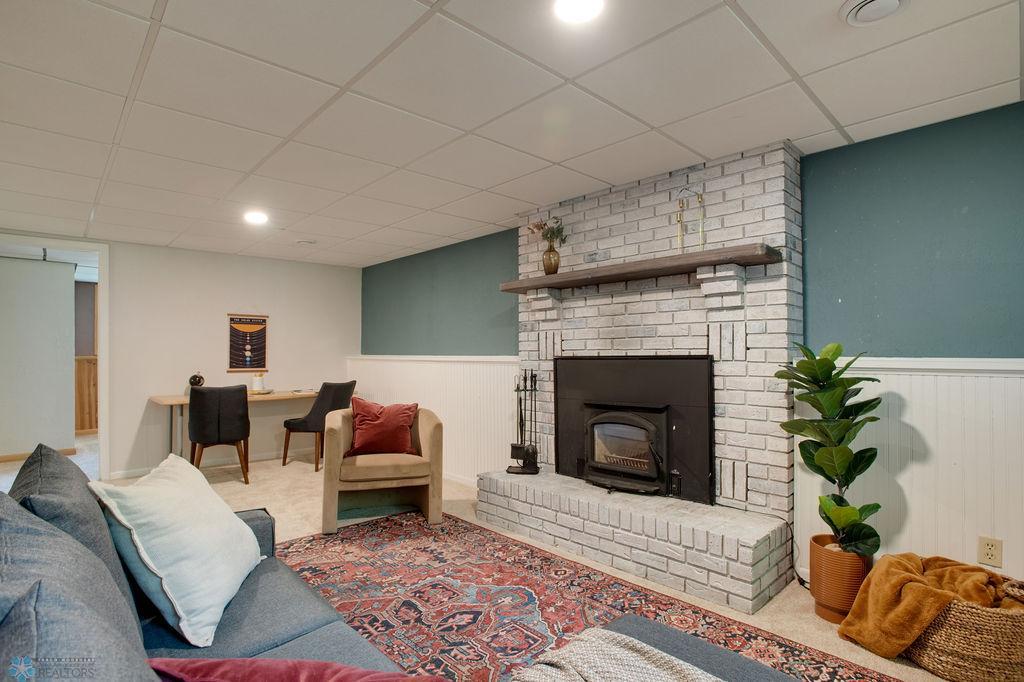 Lower level fireplace