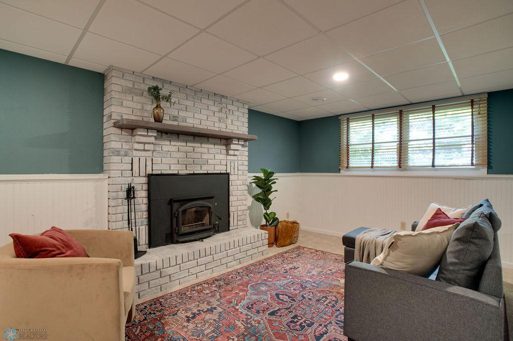Lower level fireplace