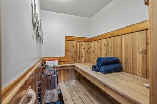 Warm up in the sauna located on the lower level