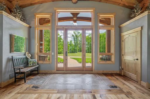 View through the front doors to the front yard.