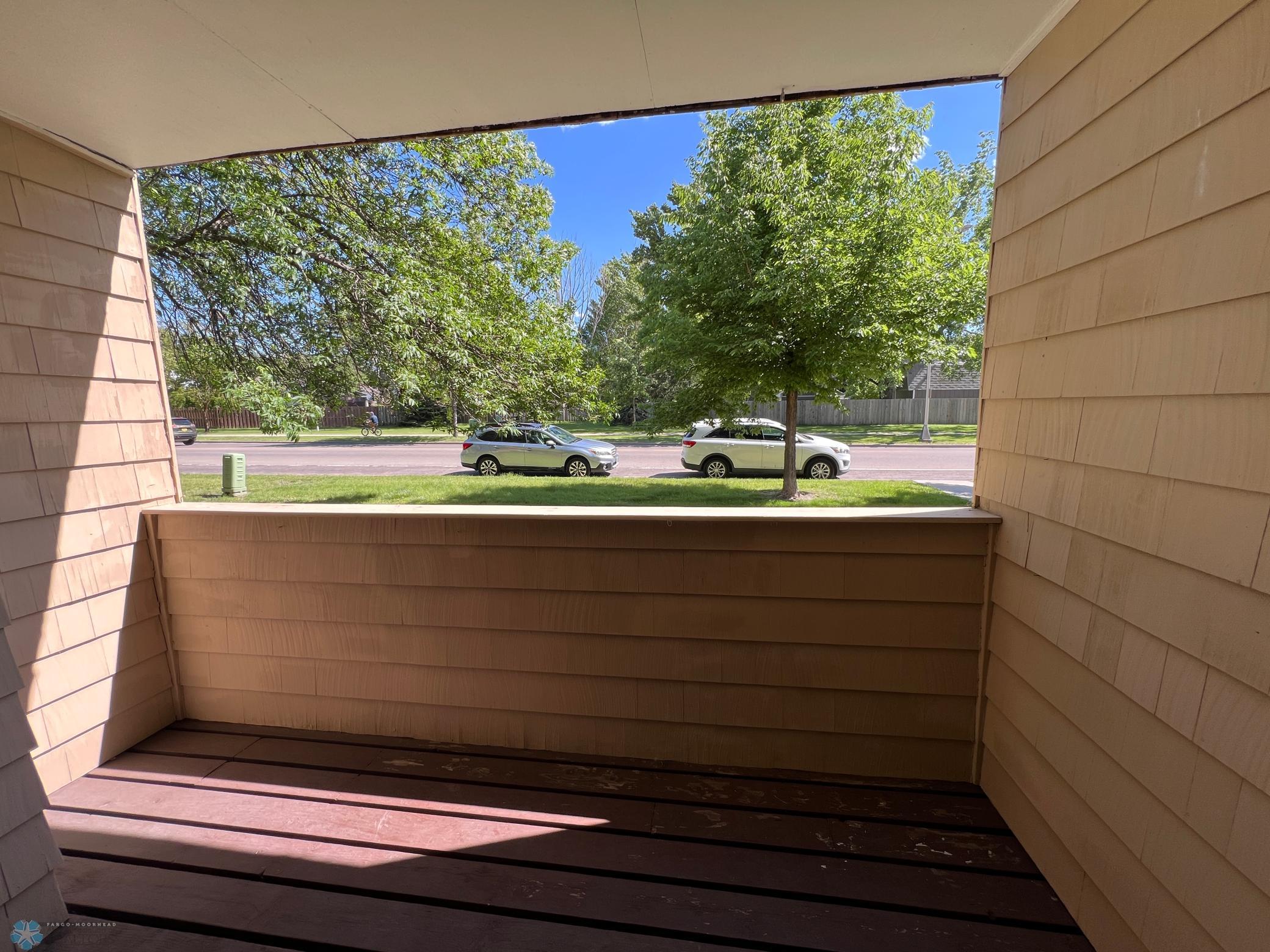 Covered deck with street view