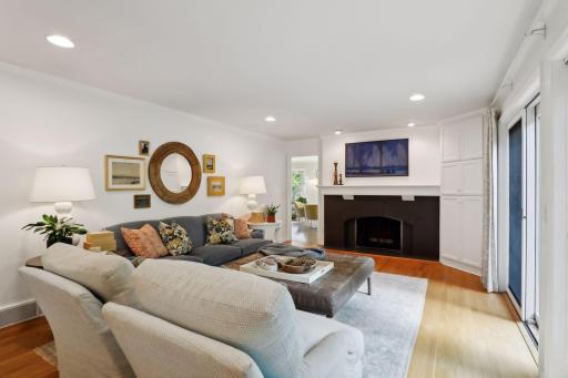 Another favorite is the bright and cozy family room with a wood-burning fireplace.
