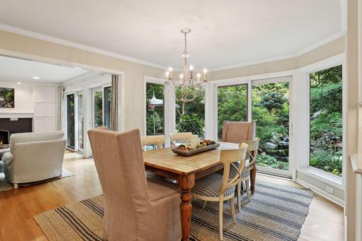 Informal dining with access to the backyard.