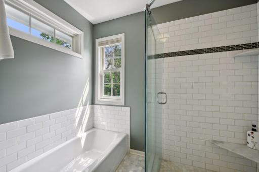 Upper level full bath tub/shower/toilet room